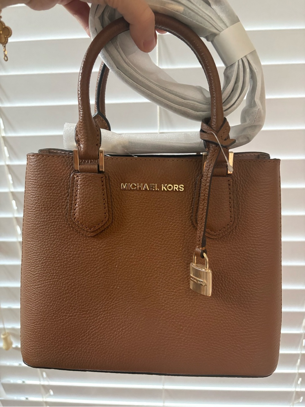 Michael Kors Brown Leather Satchel with Gold Lock